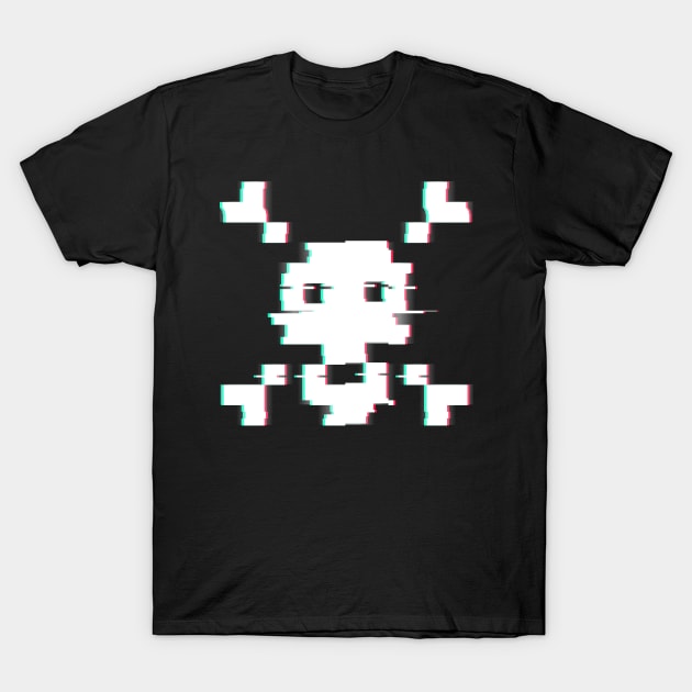 Pixel Skull Distort T-Shirt by ControllerGeek